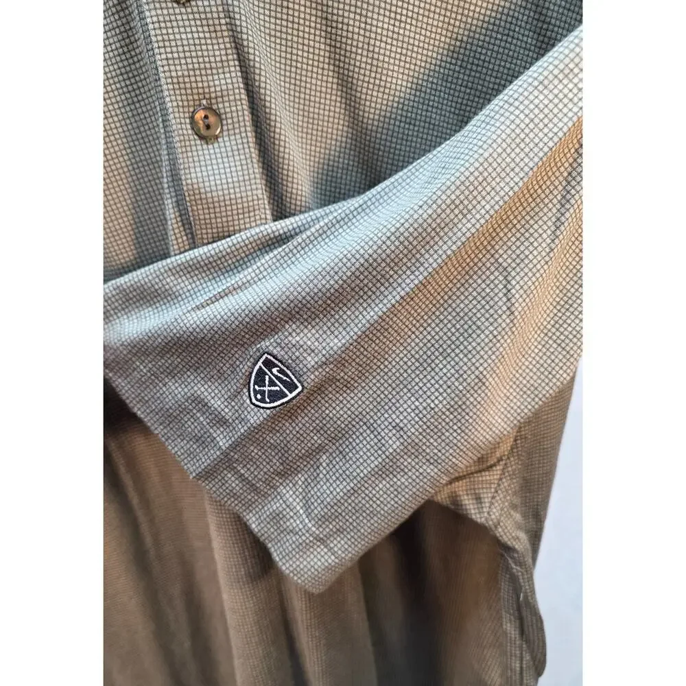 Vintage Nike Golf Shirt Mens Large Shield Logo Checkered Grid Polo Green Y2K